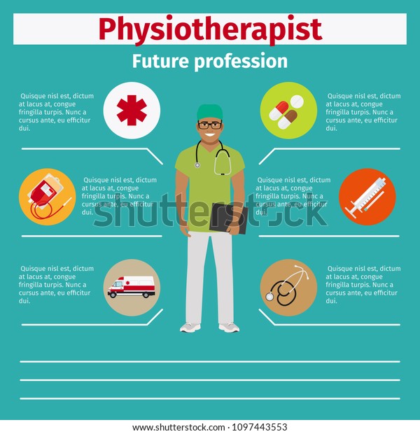 Future profession physiotherapist\
infographic for students,\
illustration