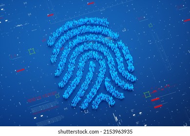 Future security technology. Fingerprint scan provides security access in DOF. Fingerprint Security Concept. 3D illustration