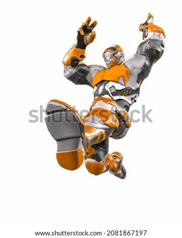 future soldier is jumping in white background , 3d illustration