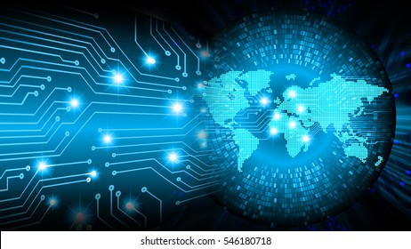 Future Technology, Blue Cyber Security Concept Background, Abstract Hi Speed Digital Internet.motion Move Blur. Pixel. World