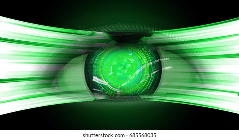 future technology, green eye cyber security concept background, abstract hi speed digital internet.motion move blur. pixel.