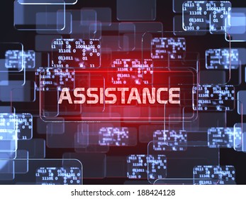 Future technology red touchscreen interface. Assistance screen concept