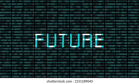Future Text Glitched on Binary Number Background
