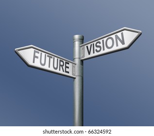 Future Vision Road Sign On Blue Background