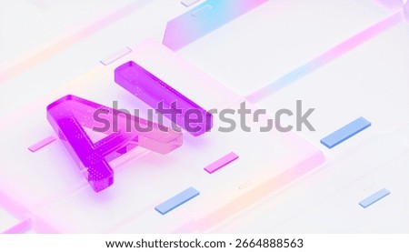 Futuristic 3D AI (artificial intelligence) glass Icon in Gradient Colors. AI technology concept.