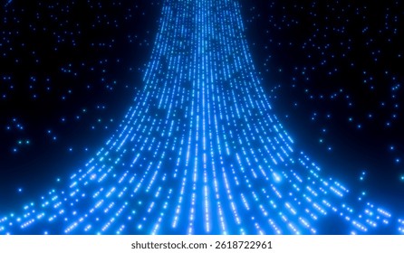 Futuristic, abstract digital data path, bits and bytes, infinity space. Virtual, dgital network, technology, big data, binary code, information. 3D illustration