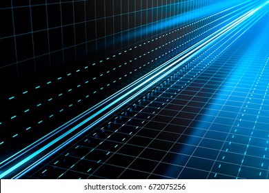 Futuristic abstract light and line background. Future technology hi tech concept. 3D Rendering