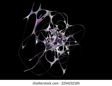 futuristic Abstract metallic shape 3d render. Element for design, advertising.