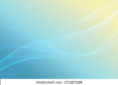 Futuristic, Abstract Translucent Wavy And Glowing Red Lines On A Gradient Blue, Green And Yellow Background.