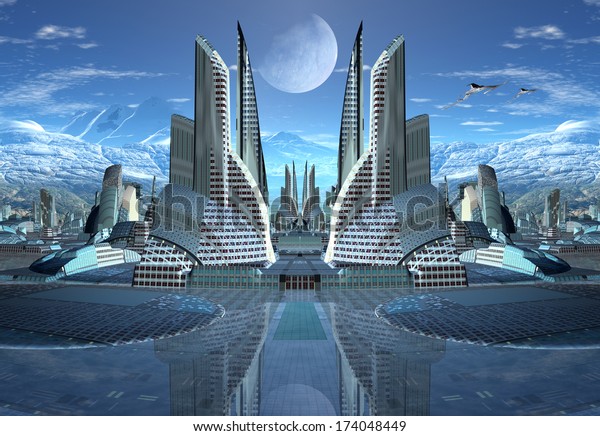 alien city landscape
