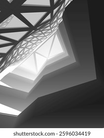 Futuristic Architectural Abstract – Geometric Structures and Modern Urban Design 3d rendering
