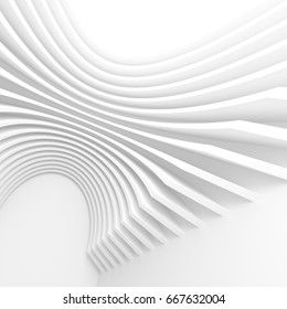 Futuristic Architecture Background. White Abstract Wallpaper. 3d Rendering