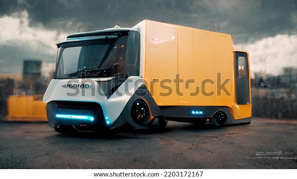 Futuristic\
autonomous truck, cyber truck, self\
driving.