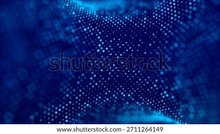 Futuristic background with glowing objects. Blue particles in cyberspace.