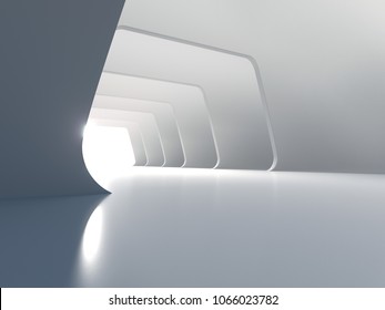 Futuristic Background White Clean Bright Car Stage 3D Illustration