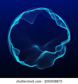 Futuristic Blue Sphere Of Lines. Network Connection Big Data. Abstract Technology Background. 3d Rendering.