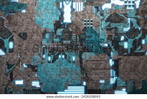 Futuristic Blue Tech Panel Texture Background Stock Illustration ...