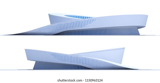 Futuristic Building Isolated On White. 3d Rendering