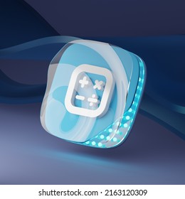 Futuristic Calculator Icon Created From Layers Of Glass, Metal And Light Particles 3d Render