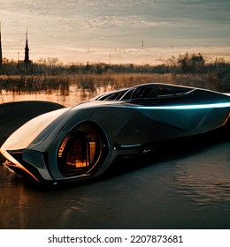 Futuristic Car Model Digital Art, Concept Art, 3D Render