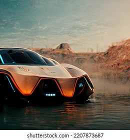 Futuristic Car Model Digital Art, Concept Art, 3D Render