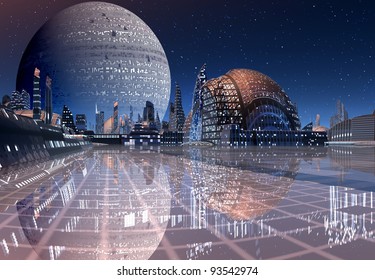 Futuristic City Night 3d Illustration Stock Illustration 785286835 ...