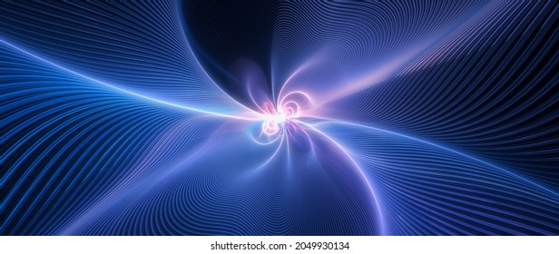 Futuristic colorful glowing futuristic trajectories with energy source, computer generated abstract background, 3D rendering