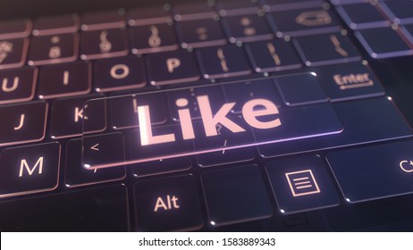 Futuristic computer keyboard and transparent like key. Conceptual 3D rendering
