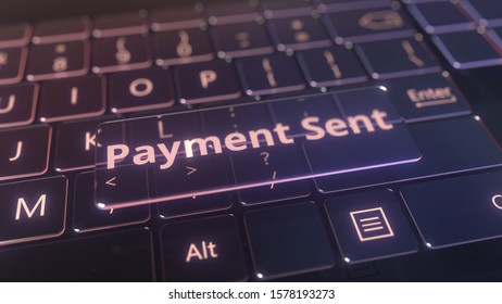 Futuristic Computer Keyboard And Transparent Payment Sent Plate. Conceptual 3D Rendering