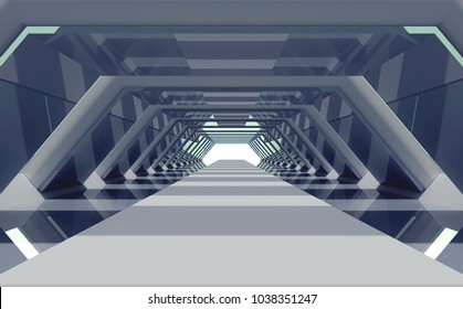 Futuristic corridor or tunnel 3D render