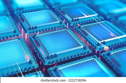 Futuristic Cpu Quantum Processor Global Computer Stock Illustration ...