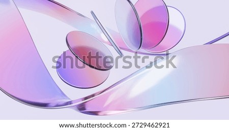 Futuristic curve motion background. Gradient glass clear smooth bright beautiful holographic graphic design iridescent curve dynamic. Minimal style. 3d render illustration