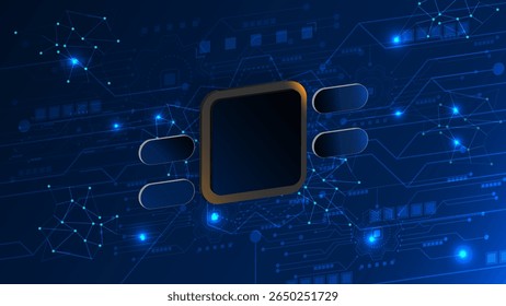 Futuristic Cyber Data Interface with Glowing AI Technology Background Vector Illustration