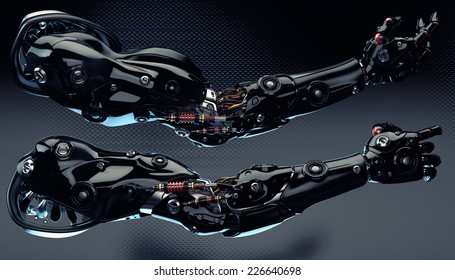 Futuristic Cyborg Prosthetic Arms With Strong Muscular Structure