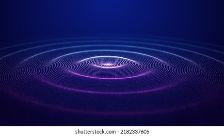 Futuristic dark background. The ripple effect of a web of blue and pink dots. Big data. Illustration of technologies and artificial intelligence. The effect of particle oscillation. 3D rendering. - Powered by Shutterstock