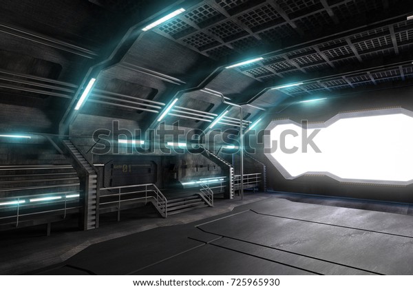 Futuristic Design Spaceship Interior Space Alien Stock