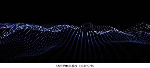 Futuristic Digital Background. Abstract Dynamic Wave. Big Data. 3D.