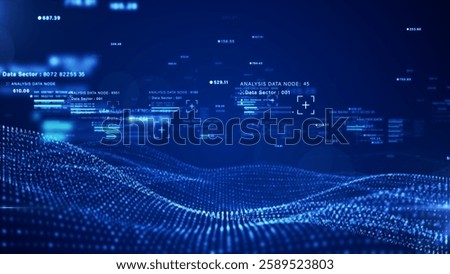Futuristic digital big data network with binary code, Technology blockchain connection and data analytics, Cybersecurity, and artificial intelligence. 3d rendering