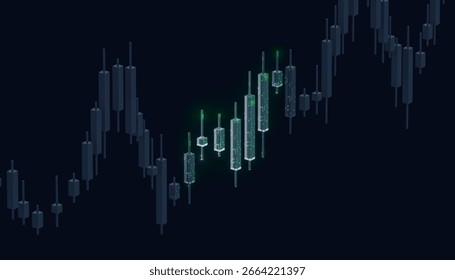 Futuristic Digital Candlestick Chart – 3D Trading Visualization