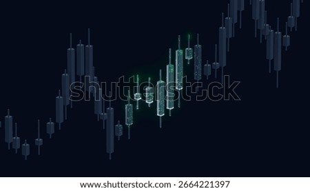 Futuristic Digital Candlestick Chart – 3D Trading Visualization
