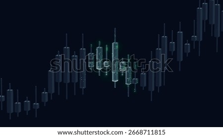 Futuristic Digital Candlestick Chart – 3D Trading Visualization