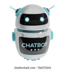 Futuristic digital chatbot isolated on white background 3D rendering