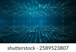 Futuristic digital data grid with glowing dots forming a technology network. Ideal for blockchain, Artificial Intelligence, Big data transfer concepts in innovation and data analytics. 3d rendering
