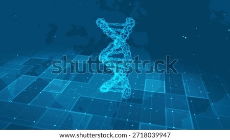 Futuristic Digital DNA Helix Structure with Medical Data Interface