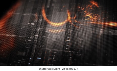 Futuristic digital screen matrix with encrypted data, hi-tech telemetry, and dynamic code patterns. Ideal for desktop displays, sci-fi UI, and cyber tech backgrounds