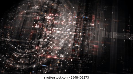 Futuristic digital screen matrix with encrypted data, hi-tech telemetry, and dynamic code patterns. Ideal for desktop displays, sci-fi UI, and cyber tech backgrounds