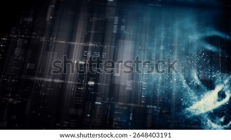 Futuristic digital screen matrix with encrypted data, hi-tech telemetry, and dynamic code patterns. Ideal for desktop displays, sci-fi UI, and cyber tech backgrounds