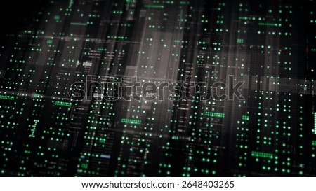 Futuristic digital screen matrix with encrypted data, hi-tech telemetry, and dynamic code patterns. Ideal for desktop displays, sci-fi UI, and cyber tech backgrounds