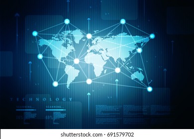 Futuristic earth map technology abstract background