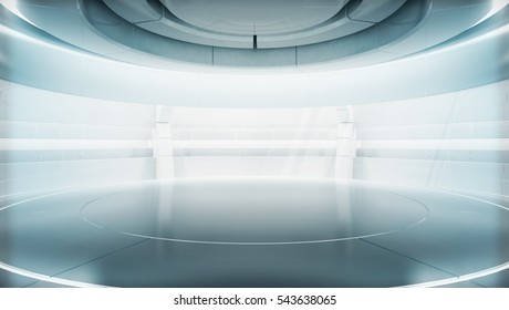 Futuristic empty stage. Modern Future background technology Sci-fi interior concept. 3d rendering